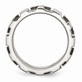 Stainless Steel Wedding Band with Diamond, Polished & Brushed Finish, Engravable